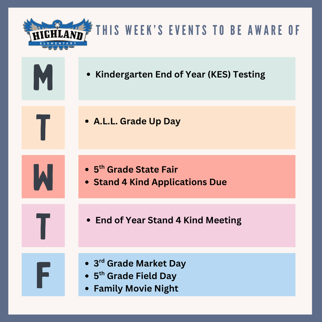 Colorful calendar of daily events