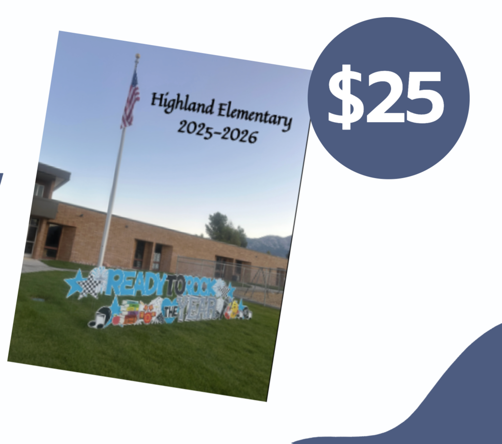Yearbook cover showing school, spot with the price $25 for yearbook costs