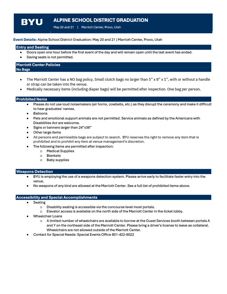 Guidelines for graduation
