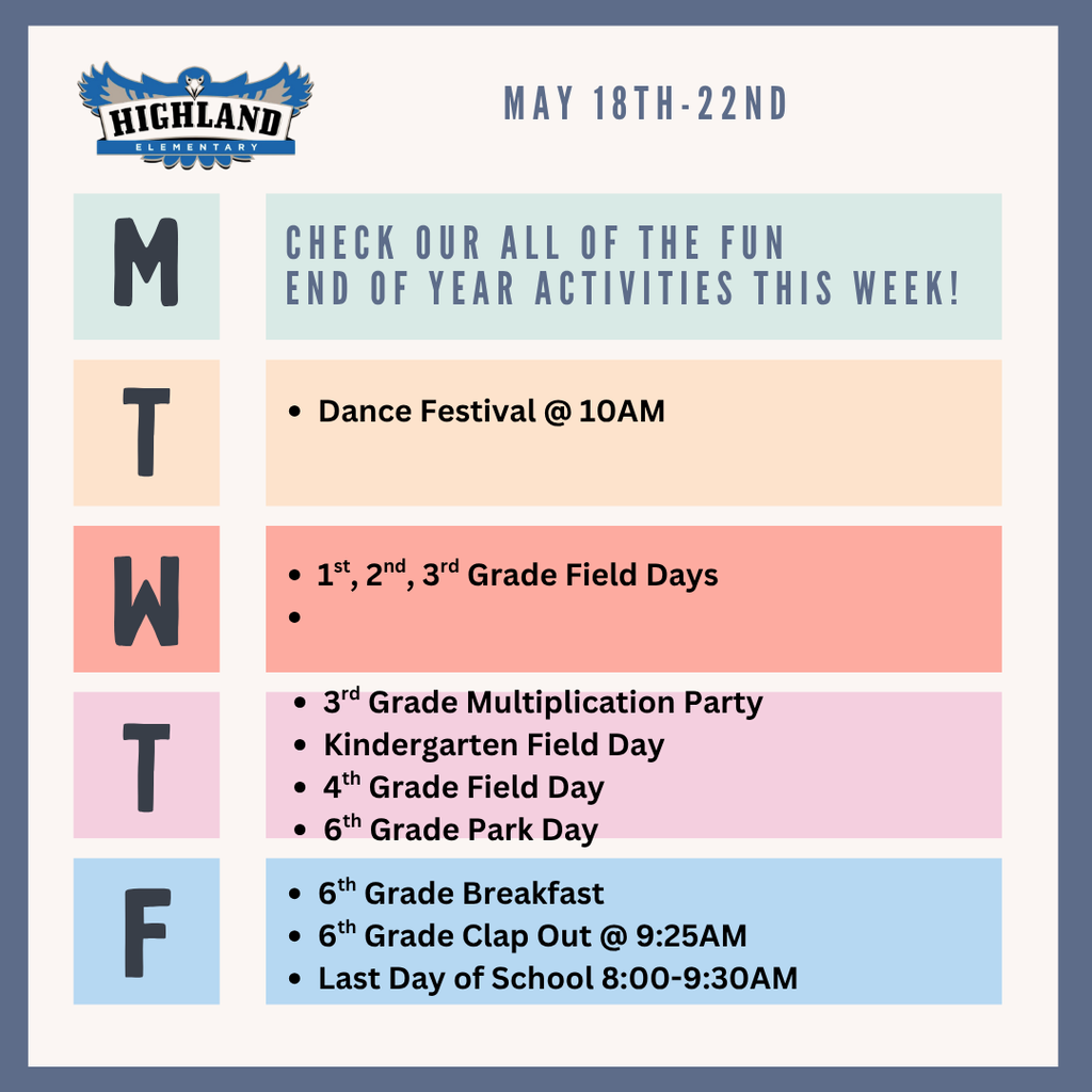Colorful calendar of daily events