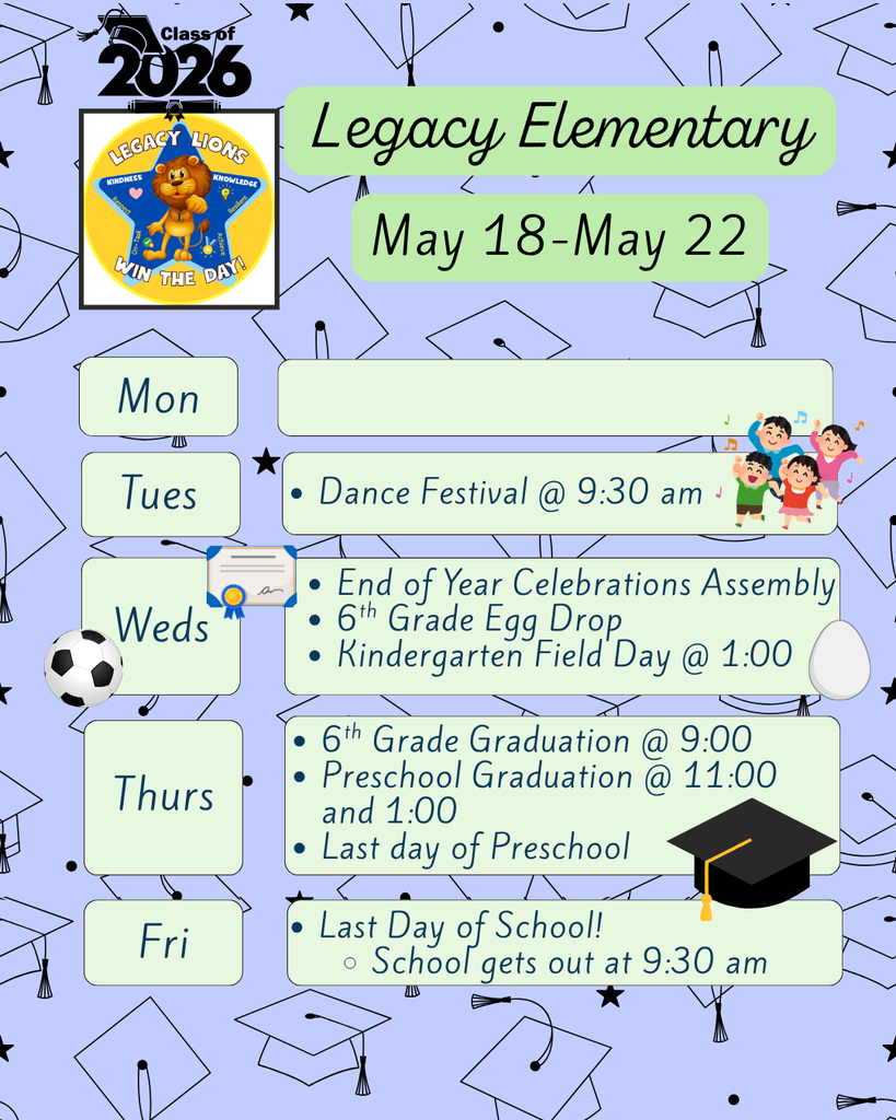 Legacy Weekly Events for May 18-22