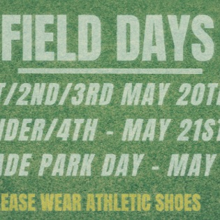 grass with student playing with sports equipment field days may 20 & 21