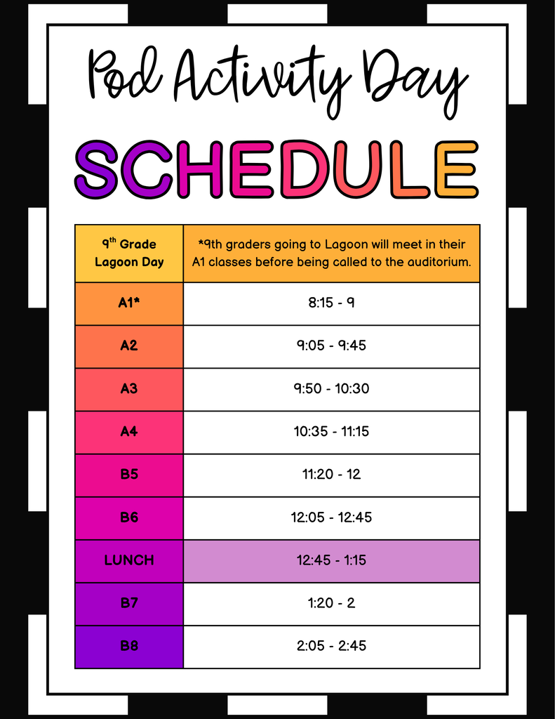 Pod Activity Day Schedule