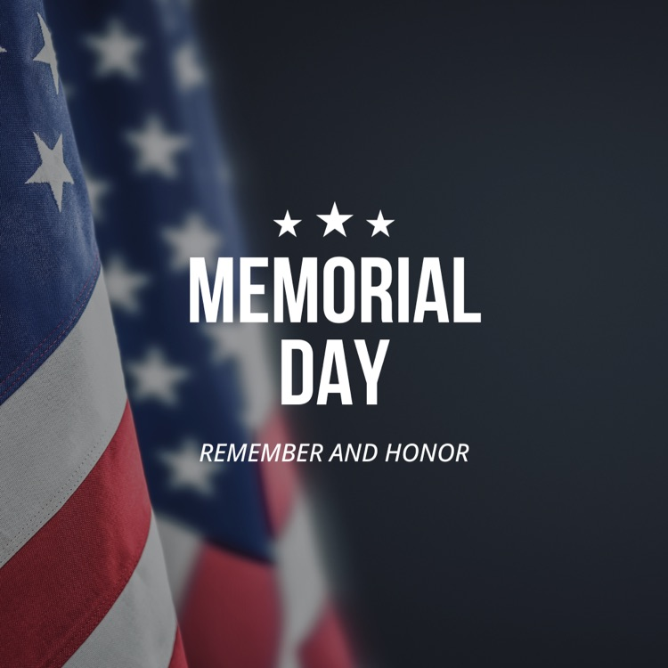 American flag on left Memorial Day tribute