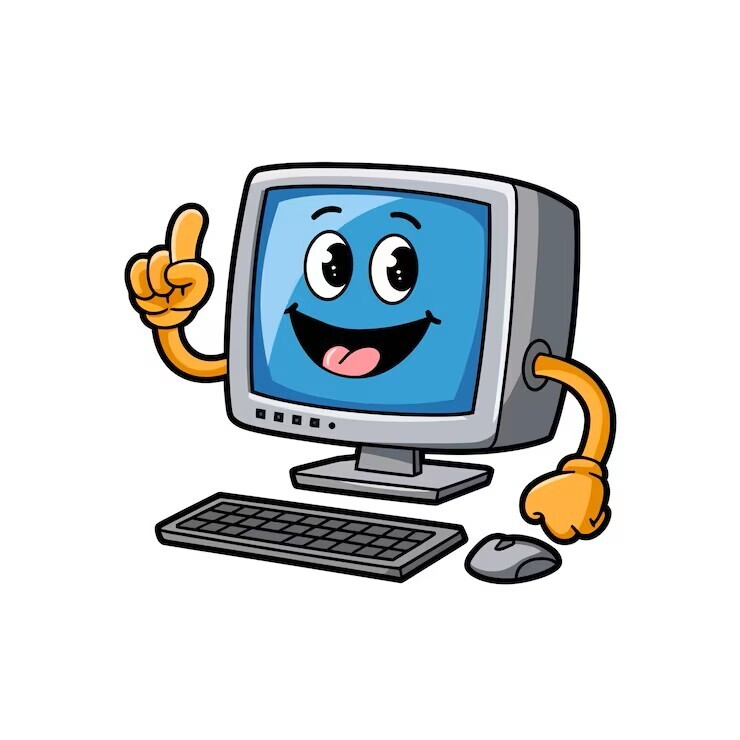 Computer with happy face