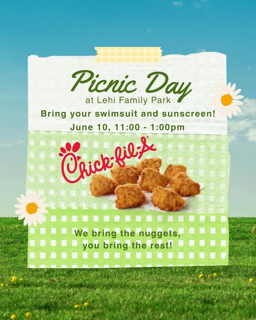 picnic sign with grass and info about the event