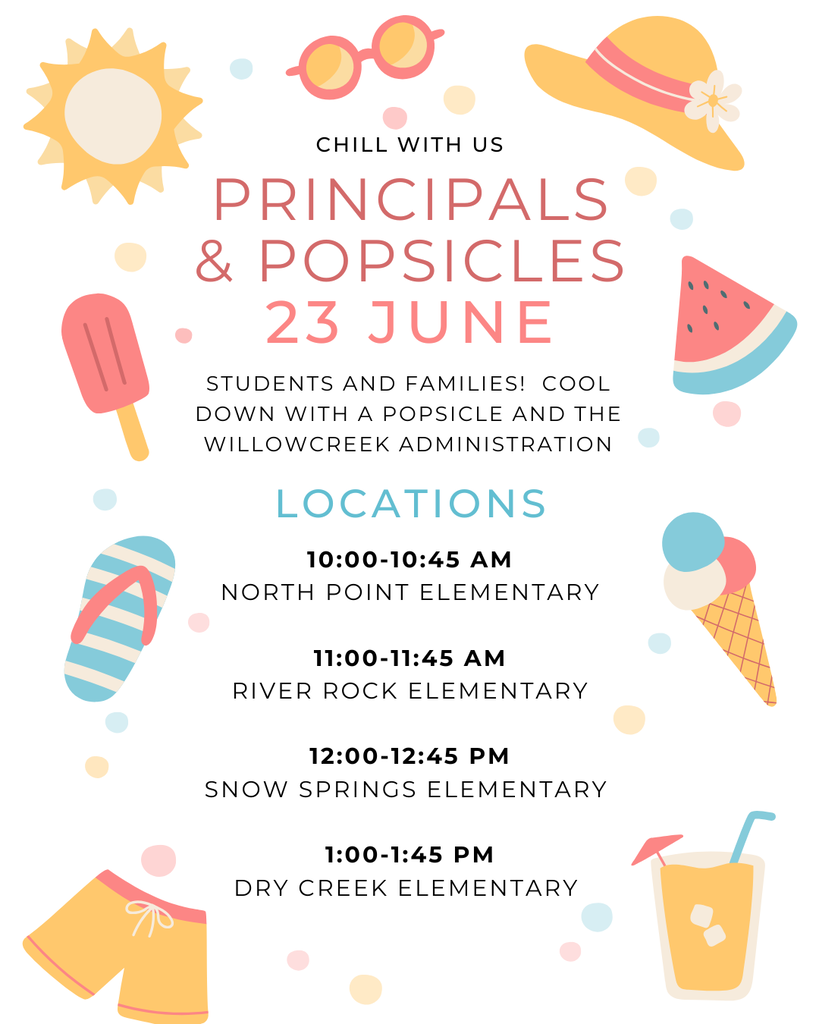 A colorful summer flyer with graphics and writing.