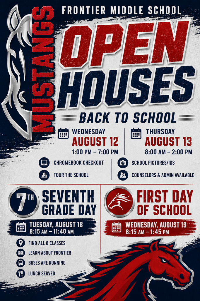 Flyer for the school Open House on August 12th and 13th