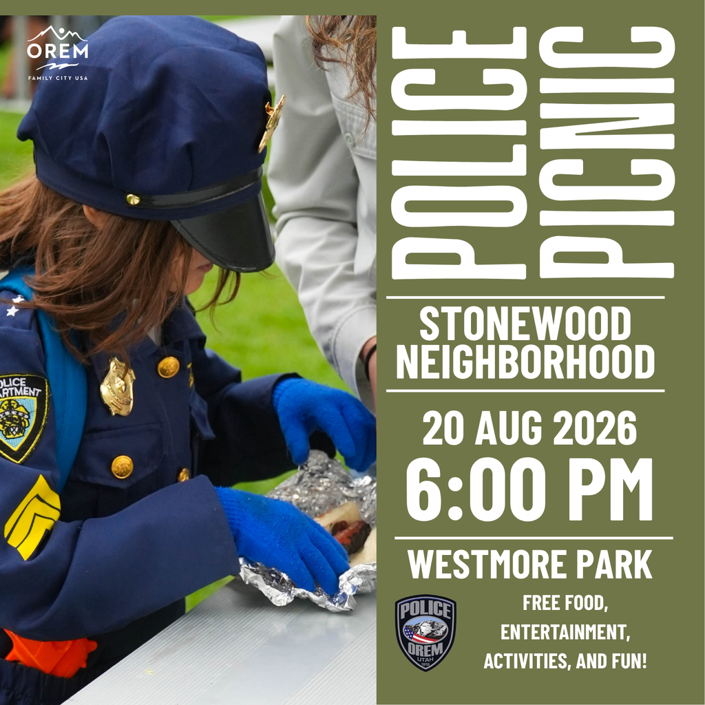 Police picnic at westmore park on August 20 at 6pm. Free food, entertainment, activities, and fun!