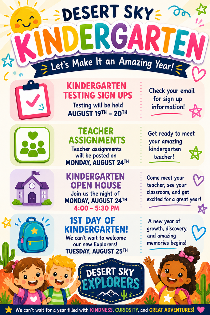 Flyer with information on Kindergarten testing and placement times.