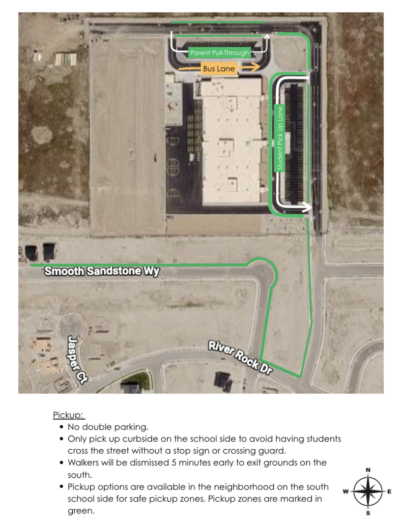A map of the school for afternoon pickup