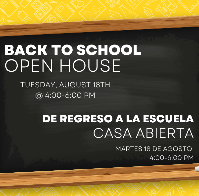 Back to School Night on Aug 18 at 4:00pm
