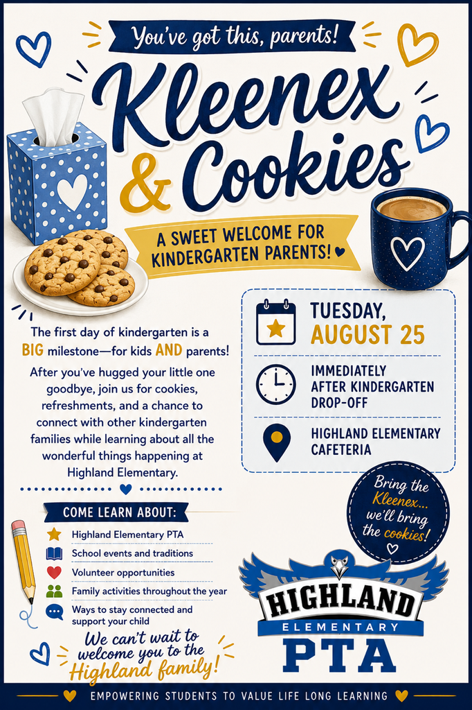 Kleenex and cookies PTA logo welcome to kindergarten