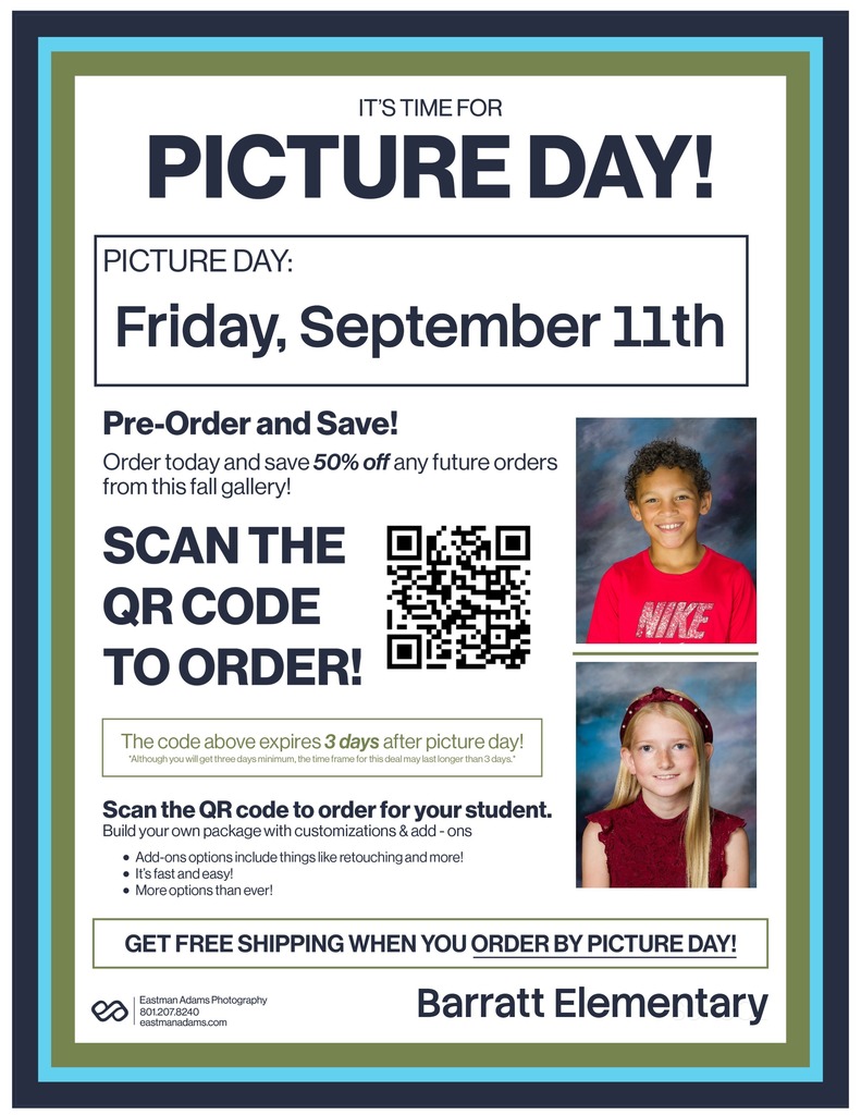 2 student photos and information about picture day.