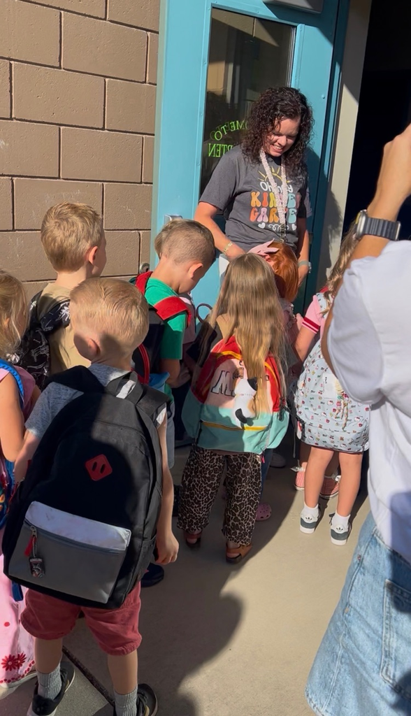kindergartners lining up for their first day!