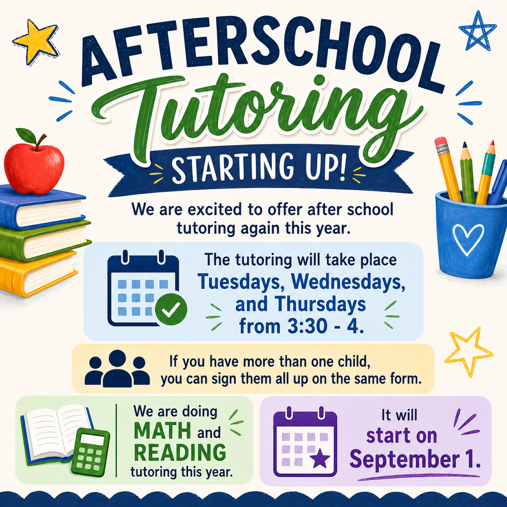 Image advertising Afterschool Tutoring starting up on September 1st.