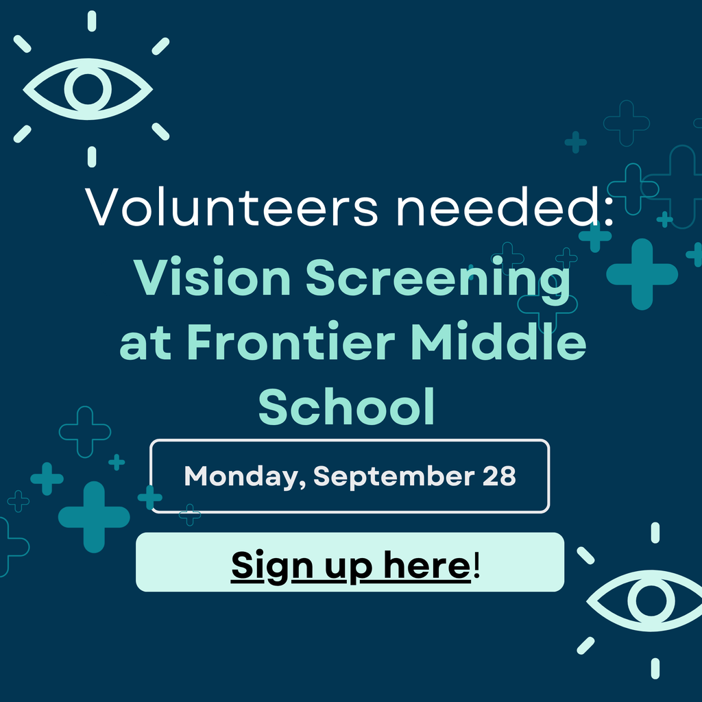 Flyer describing need for volunteers at FMS vision screening on Sept. 28