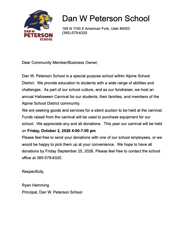 Fundraiser Letter