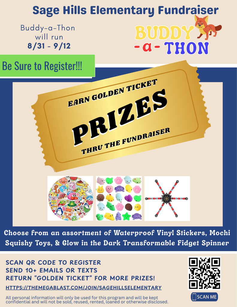 Image reminding of the prizes available from our fundraiser