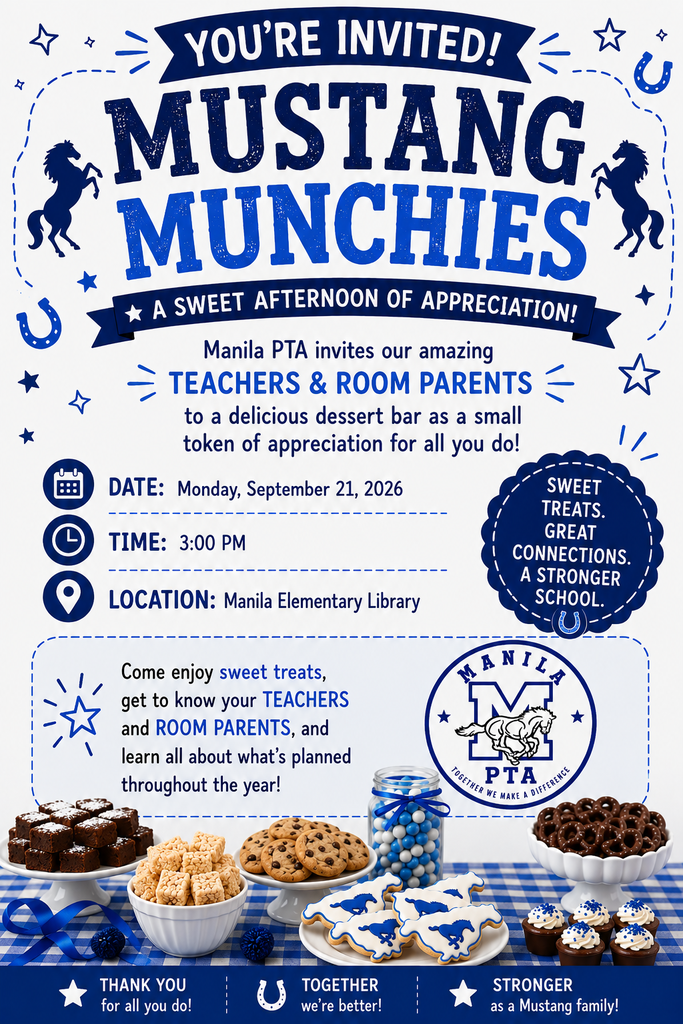 Mustang Munchies PTA Room Parent Event September 21, 2026 @ 3 pm
