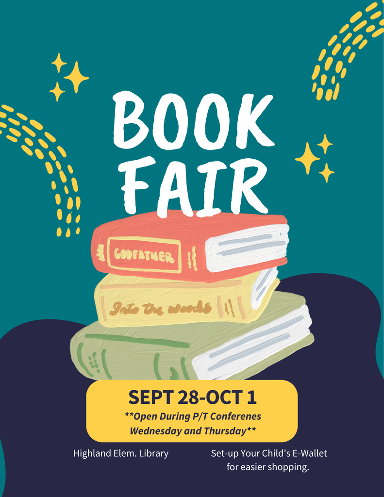 stacked books and shooting stars book fair dates