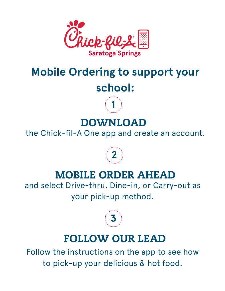 Mobile Ordering. 1 download the app and create an account. 2 Mobile order ahead and select drive-thru, Dine-in or Carry-out as your pick-up method. 3 Follow our lead Follow the instructions on the app to see how to pick-up your delicious and hot food. 