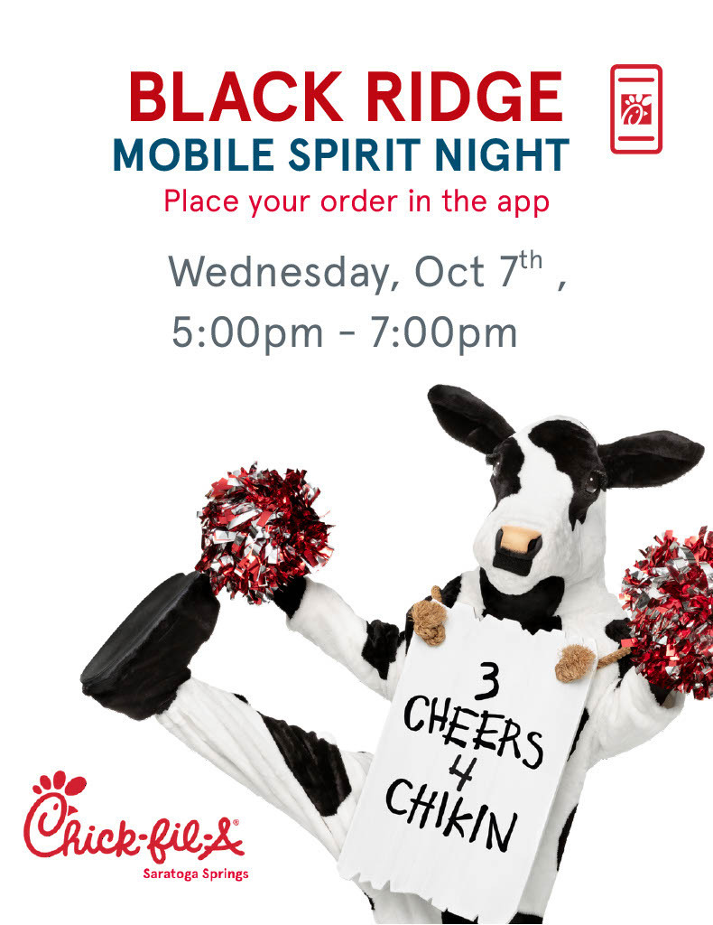 Black Ridge Mobile Sprit Night!!! Place your order int he app on Wednesday, Oct 7th 5:00-7:00 P.M. 