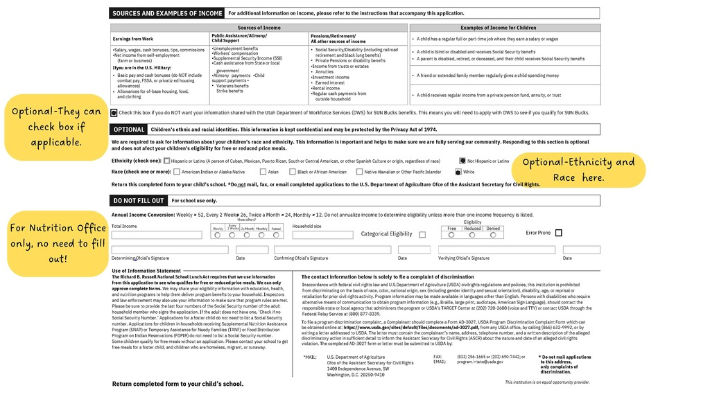 Instructions for filling out form