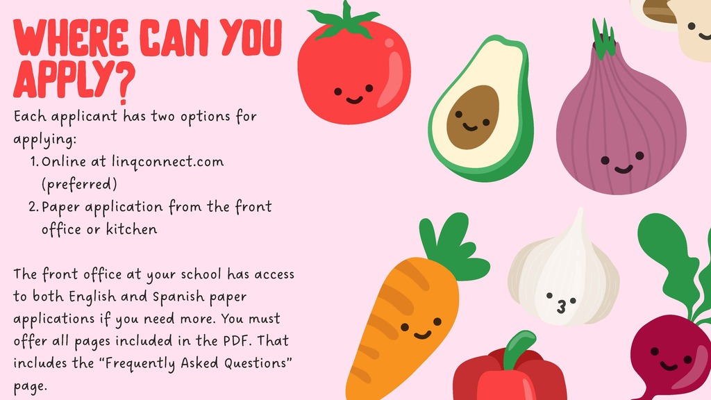 Pink with smiling veggies and words