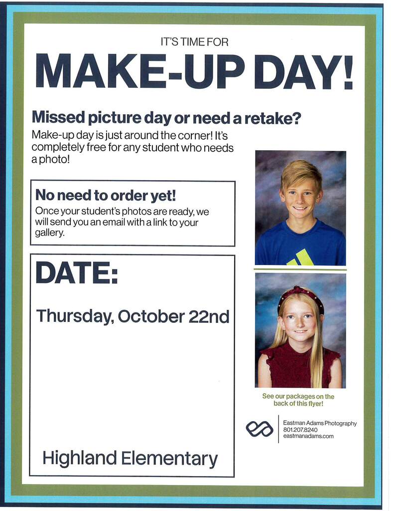 Student pictures with details about picture makeup day