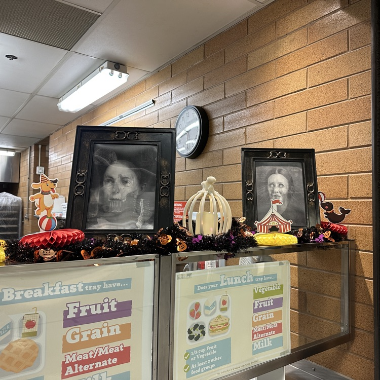 Halloween decor in the lunch line  