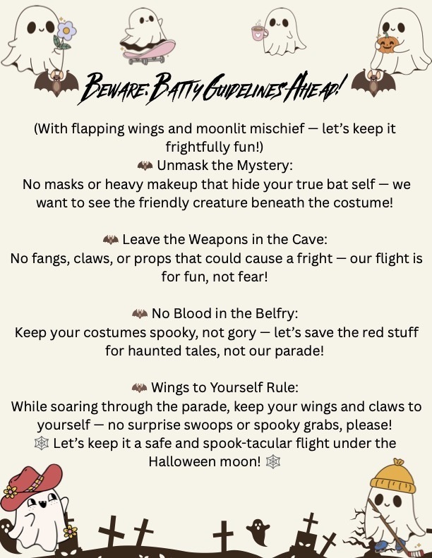 Costume guidelines: No masks, weapons, blood