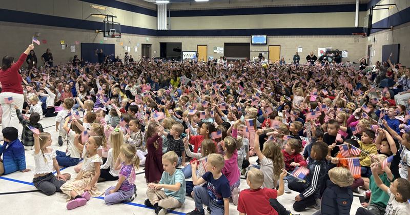 elementary school assembly on Veterans Day
