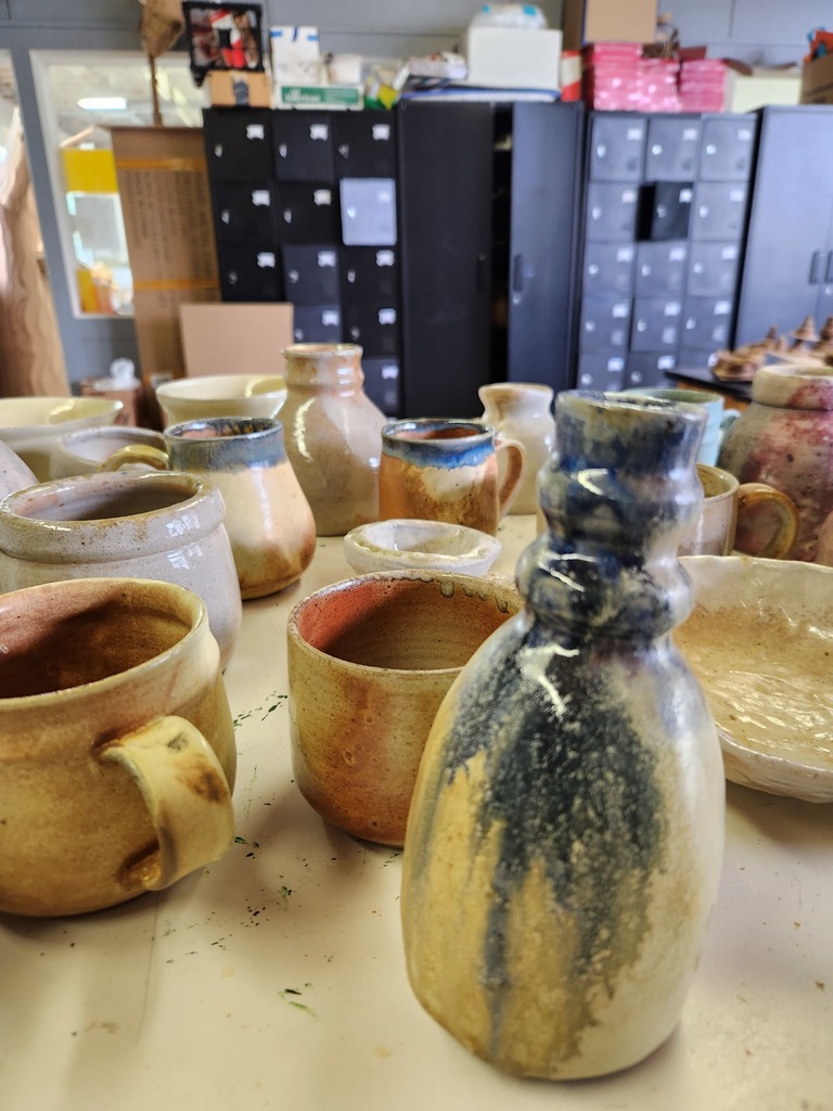 assorted pottery