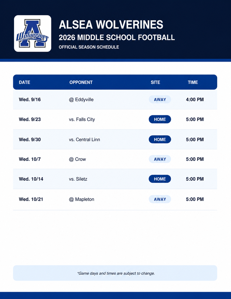 MS Football Schedule Revised