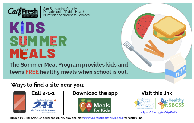 Cal Fresh Kids Summer Meals Flyer