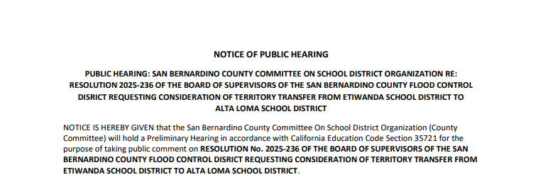 Notice of Public Hearing