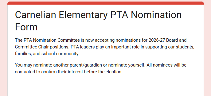 PTA Nominations Due ASAP!