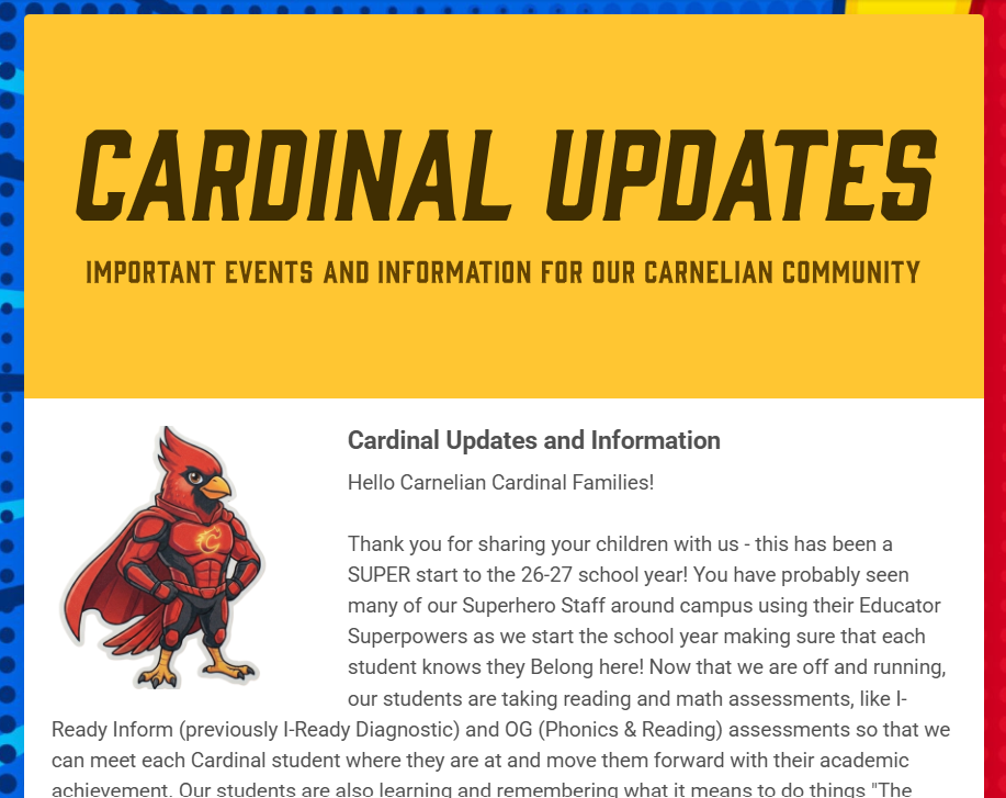 Cardinal Updates August