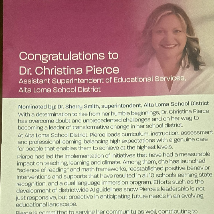 pamphlet from the luncheon with a bio about Dr. Pierce