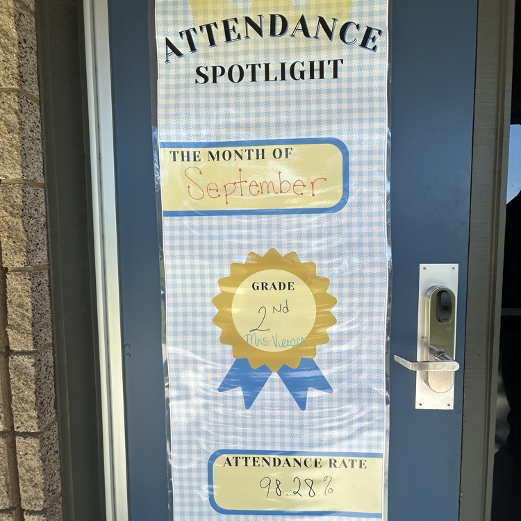 A picture of an attendance winner classroom door