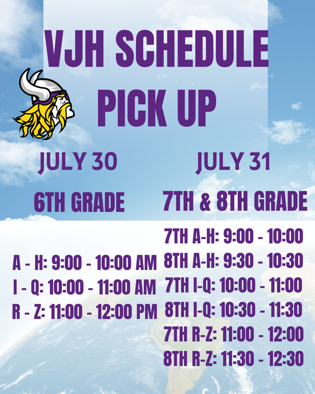 VJH Schedule Pick up