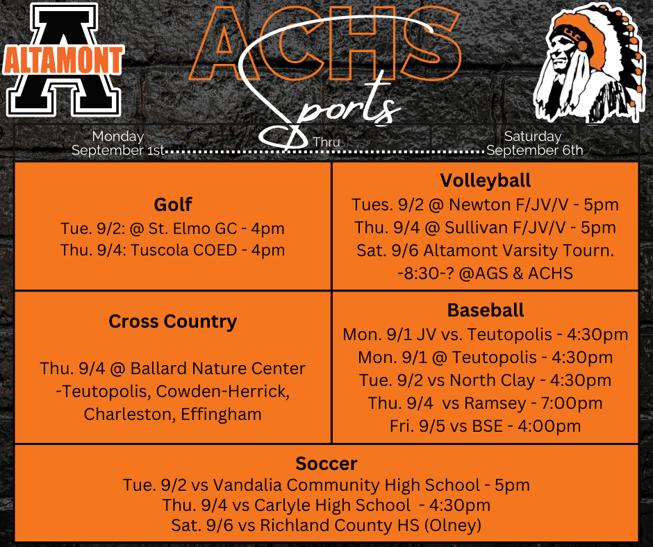 ACHS Sports 9/1-9/6