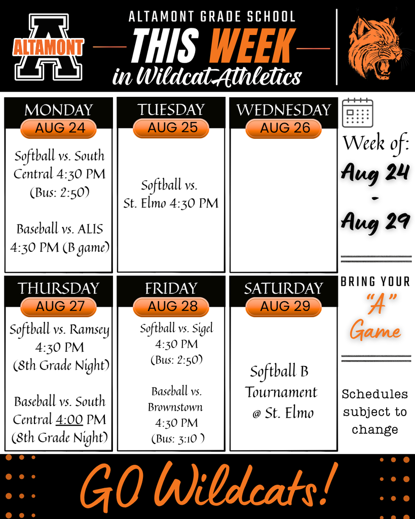 Wildcat Weekly Schedule