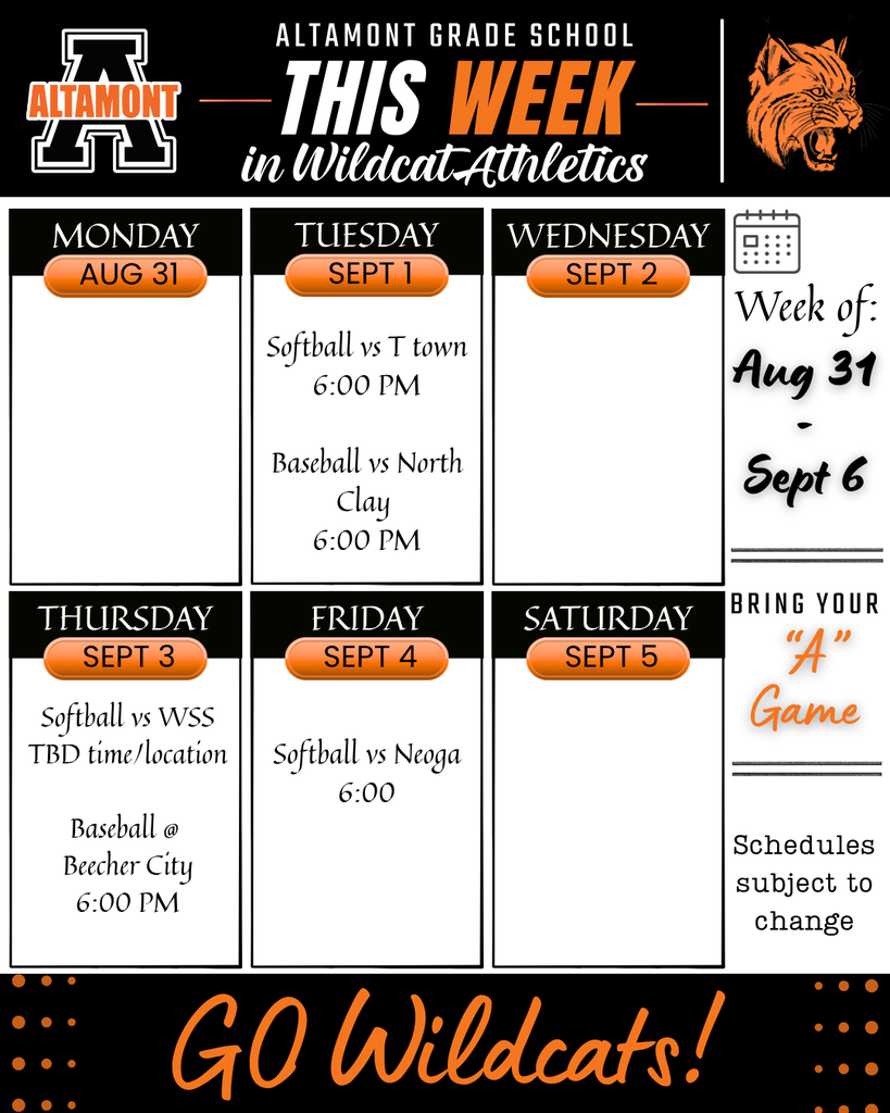 Wildcat Weekly Schedule