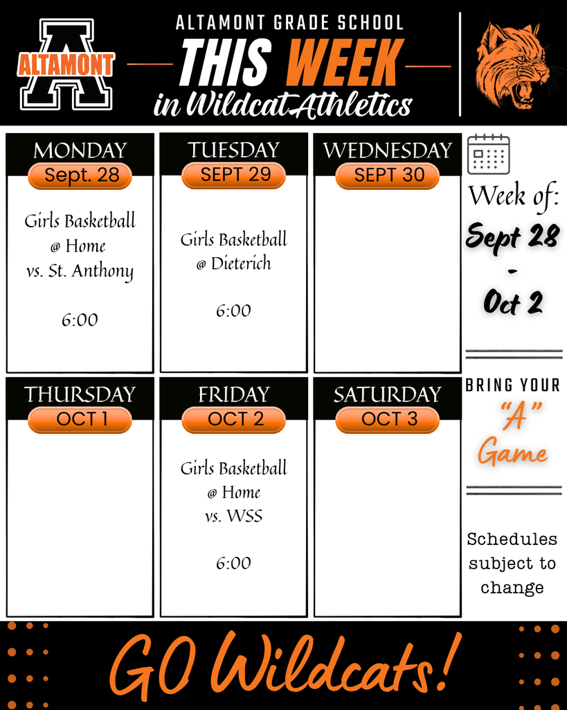 Wildcat Weekly Schedule