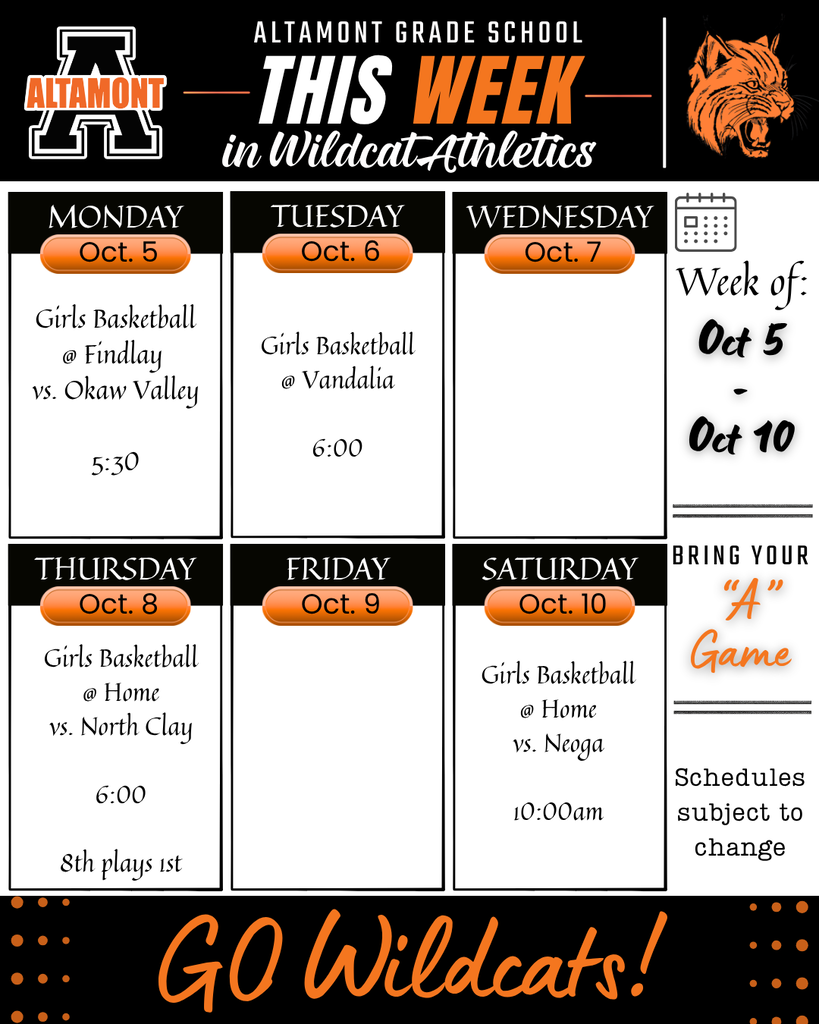 Wildcat Weekly Schedule