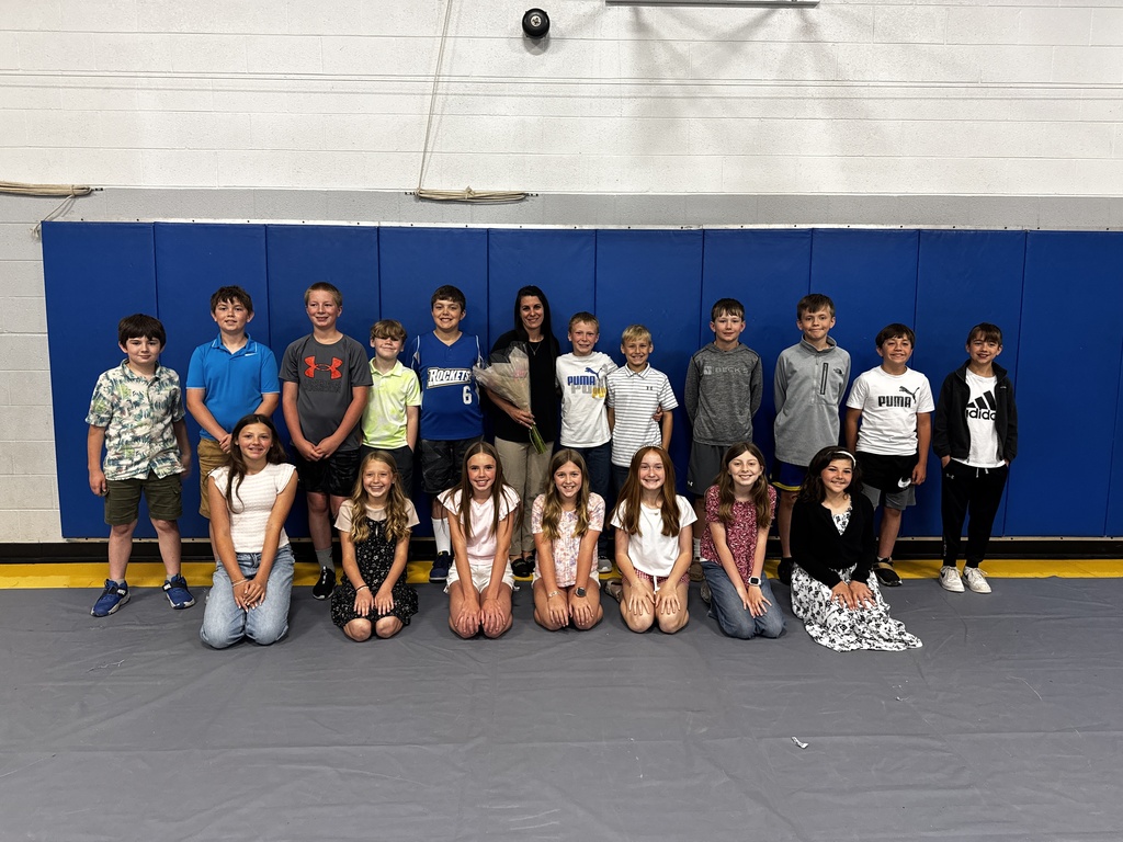 Mrs. Morrison with the students in her fifth grade class.