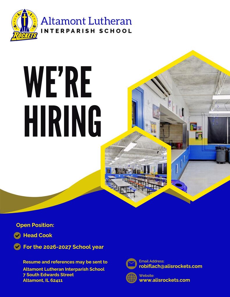 Photos of school cafeteria in an advertisement for the head cook position.