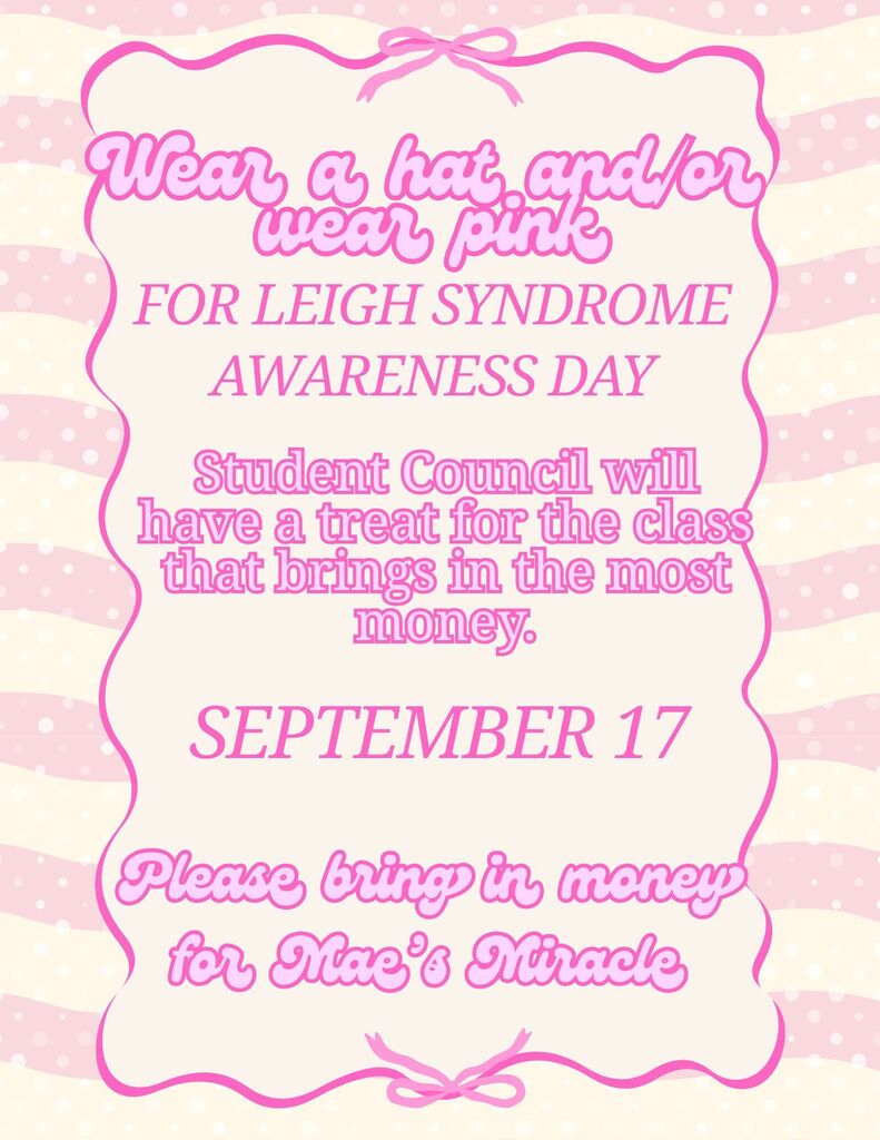 Support Mae's Miracle by wearing pink/pink hat, and making a donation towards Mae's Miracle Fund.